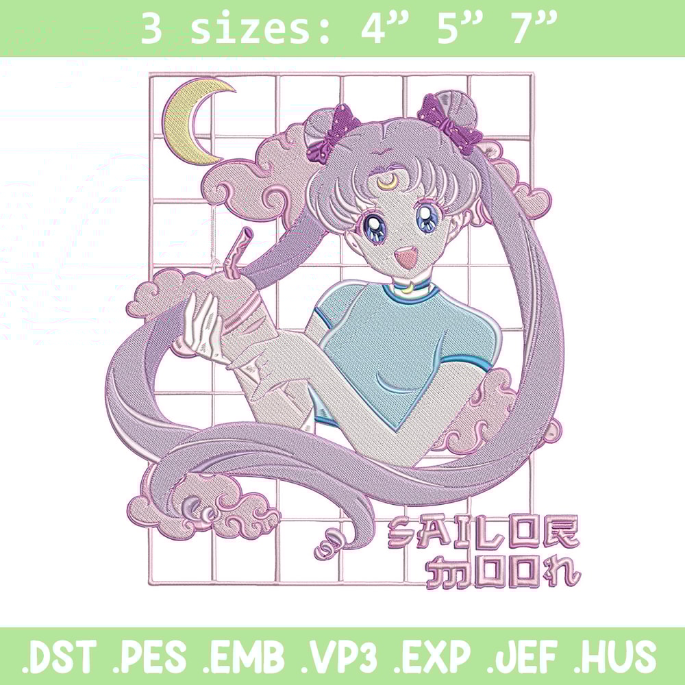 Chibi moon Embroidery Design, Sailor moon Embroidery, Embroidery File, Anime Embroidery, Anime shirt, Digital download.jpg