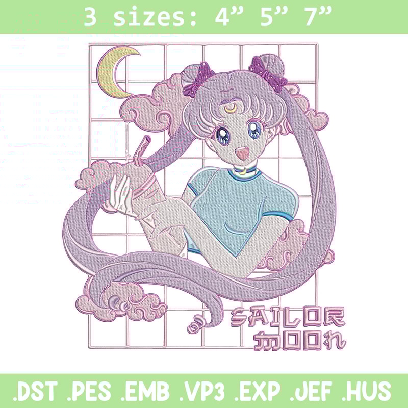 Chibi moon Embroidery Design, Sailor moon Embroidery, Embroidery File, Anime Embroidery, Anime shirt, Digital download.jpg