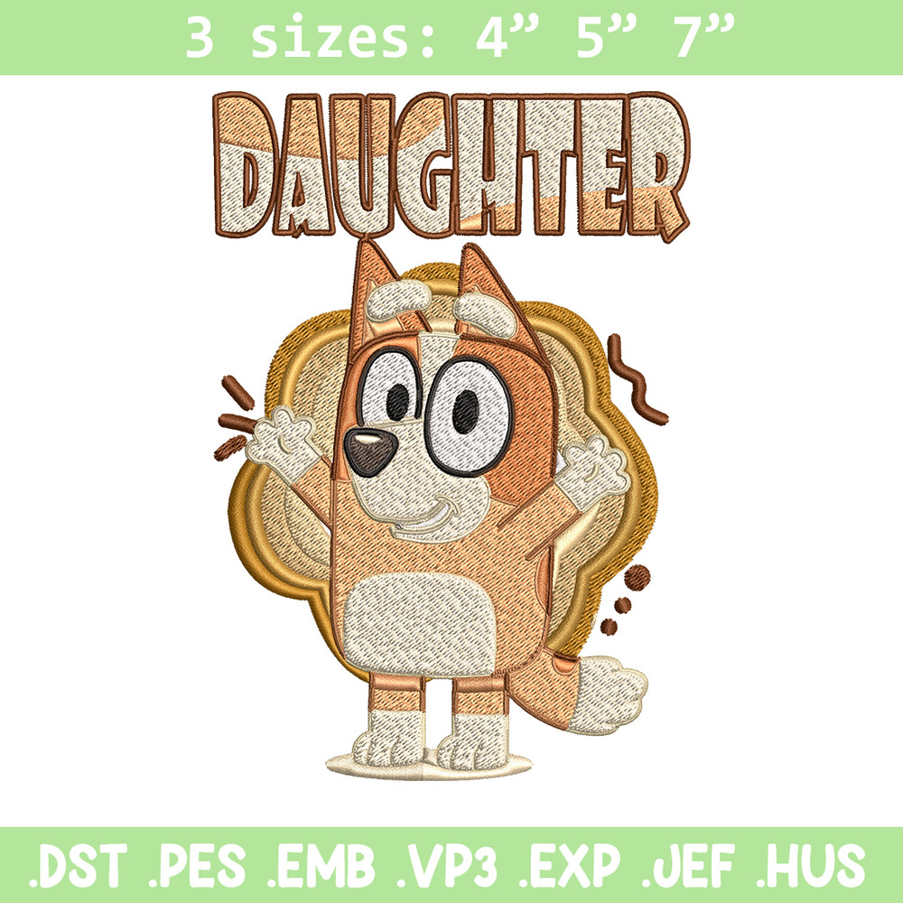 Daughter bluey Embroidery, Bluey Embroidery, cartoon Embroidery, cartoon shirt, Embroidery File, Instant download..jpg