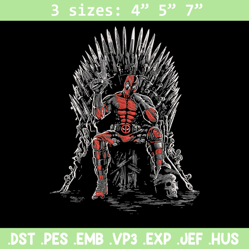 Deadpool king Embroidery Design, Deadpool Embroidery, Embroidery File, Anime Embroidery, Anime shirt, Digital download.jpg
