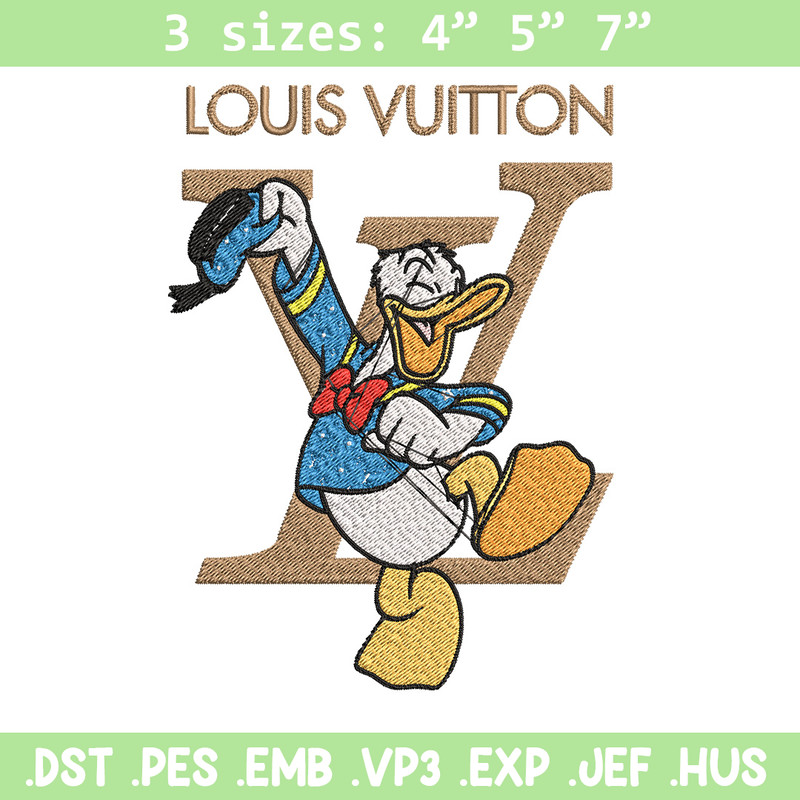 Duck cartoon lv Embroidery Design, LV Embroidery, Brand Embroidery, Embroidery File, Logo shirt, Digital download.jpg