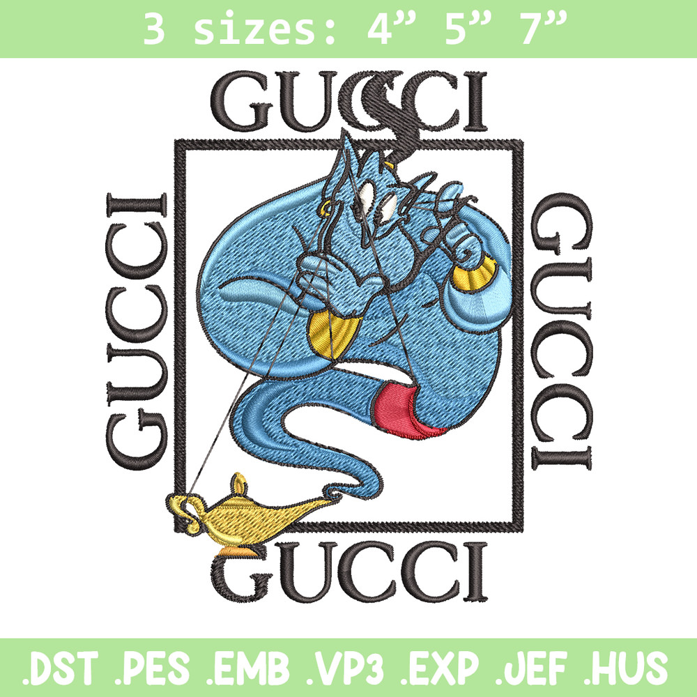 Genie gucci Embroidery design, Genie gucci Embroidery, cartoon design, Embroidery File, gucci logo, Instant download..jpg