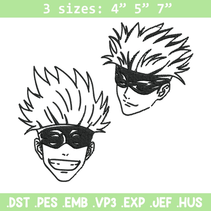 Gojo face Embroidery Design, Jujutsu Embroidery, Embroidery File, Anime Embroidery, Anime shirt, Digital download.jpg