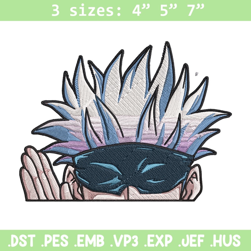 Gojo Peeker Embroidery Design, Jujutsu Embroidery, Embroidery File, Anime Embroidery, Anime shirt, Digital download.jpg