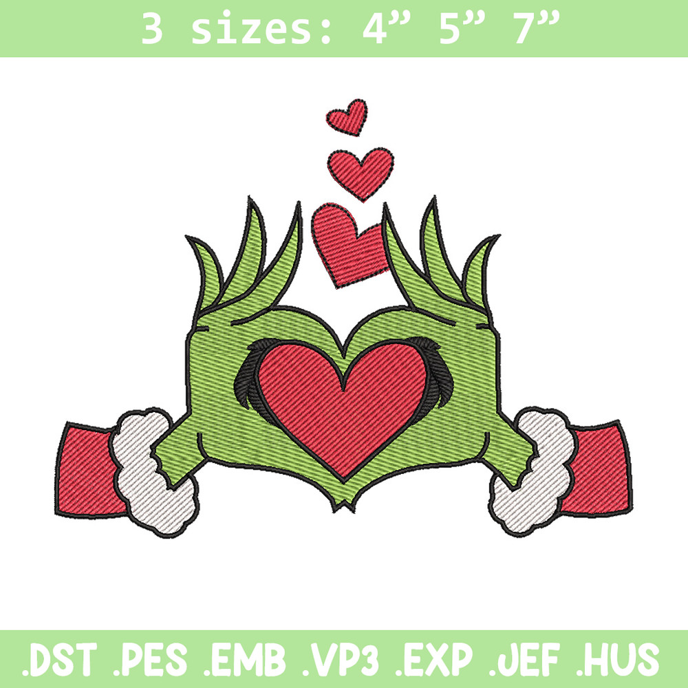 Grinch love embroidery design, Grinch embroidery, Chrismas design, Embroidery shirt, Embroidery file, Digital download.jpg