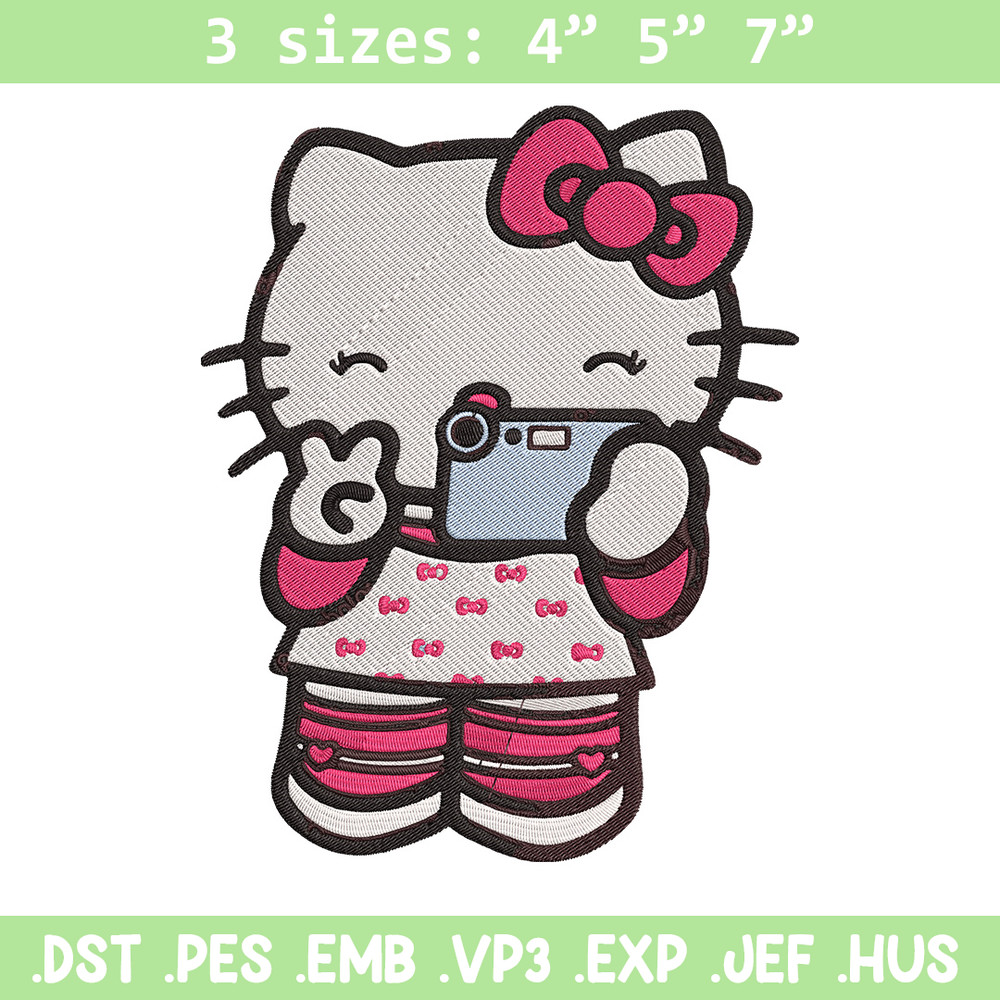 Hello kitty selfie Embroidery Design, Hello kitty Embroidery, Embroidery File, Anime Embroidery, Digital download.jpg