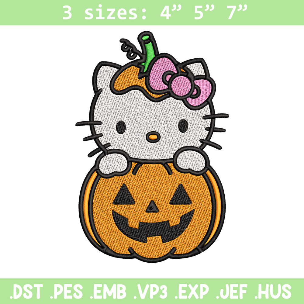 Hello Kitty With Pumpkin Embroidery design, Hellokitty Embroidery, cartoon design, Embroidery File, Digital download.jpg