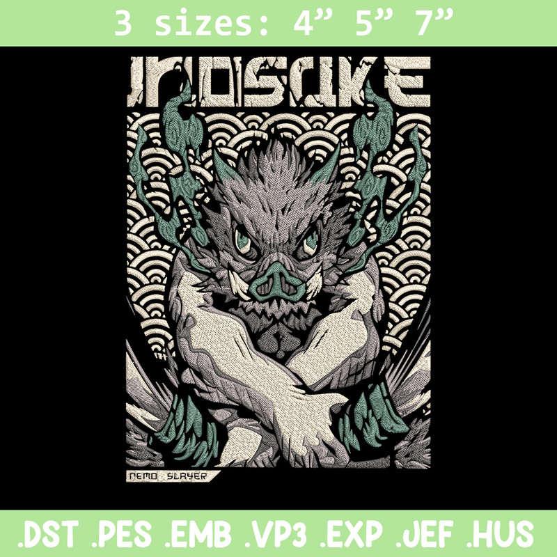 Inosuka poster Embroidery Design, Demon slayer Embroidery,Embroidery File,Anime Embroidery,Anime shirt,Digital download.jpg