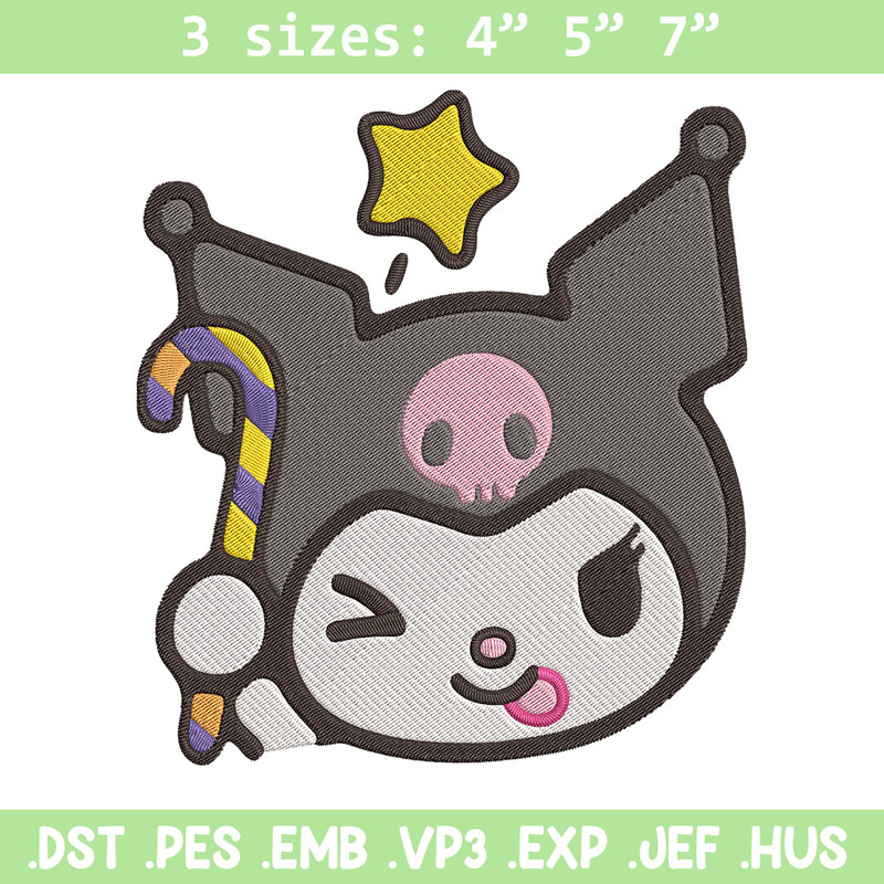 Kuromi face Embroidery Design, Hello kitty Embroidery, Embroidery File,Anime Embroidery, Anime shirt, Digital download.jpg