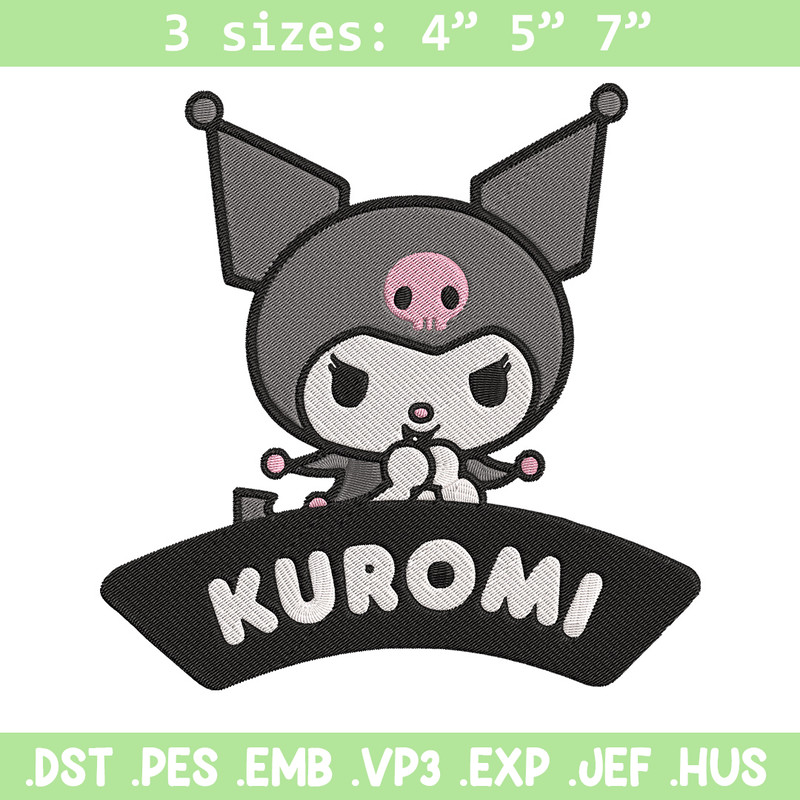 Kuromi logo Embroidery Design, Hello kitty Embroidery, Embroidery File, Anime Embroidery, Anime shirt, Digital download.jpg