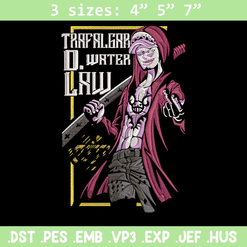 Law poster Embroidery Design, One piece Embroidery, Embroidery File,Anime Embroidery, Anime shirt, Digital download..jpg