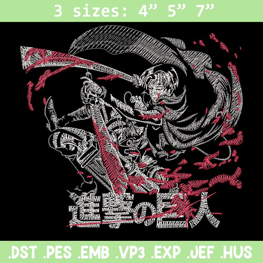 Levi ackerman Embroidery Design, Aot Embroidery, Embroidery File, Anime Embroidery, Anime shirt, Digital download.jpg