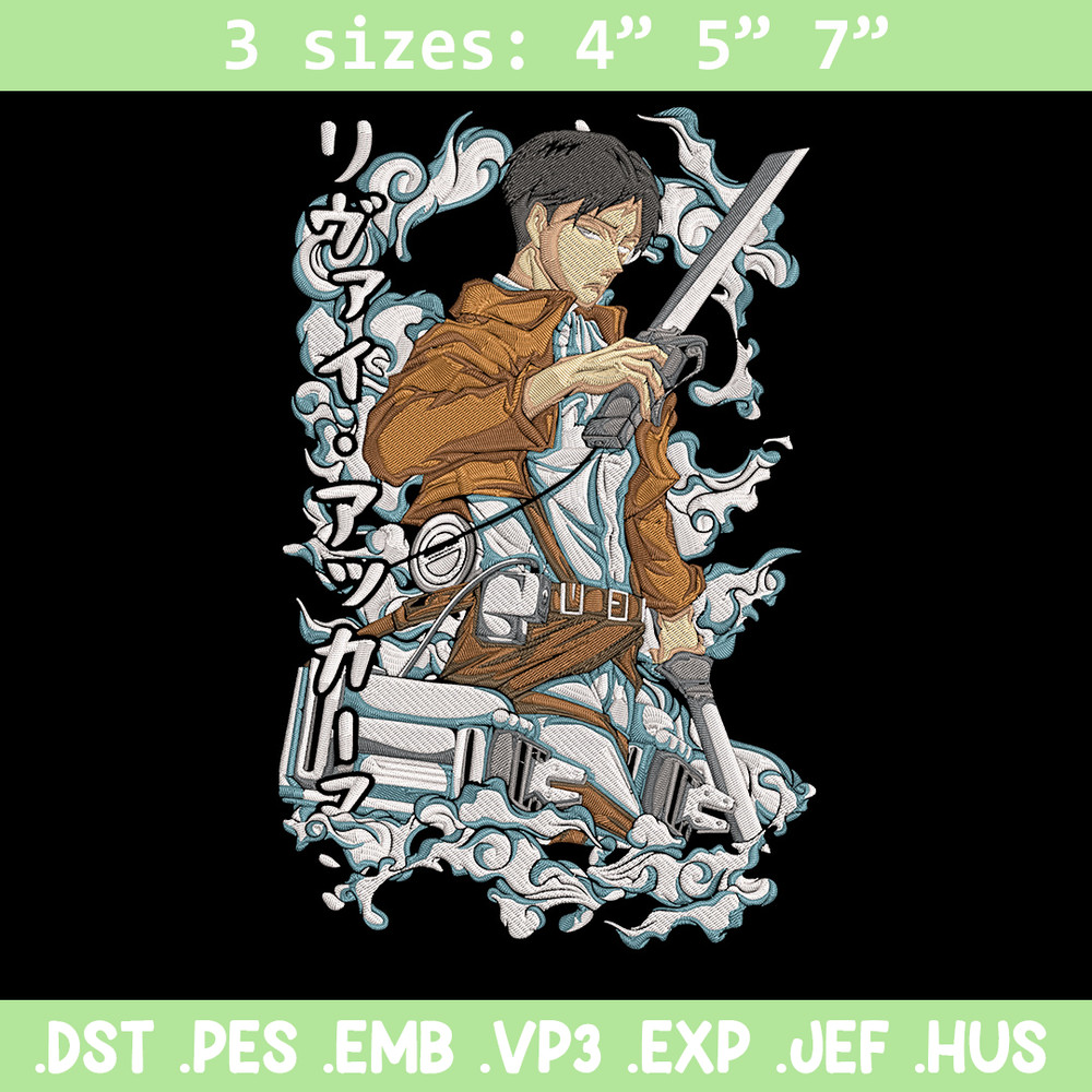 Levi poster Embroidery Design, Aot Embroidery, Embroidery File, Anime Embroidery, Anime shirt, Digital download.jpg