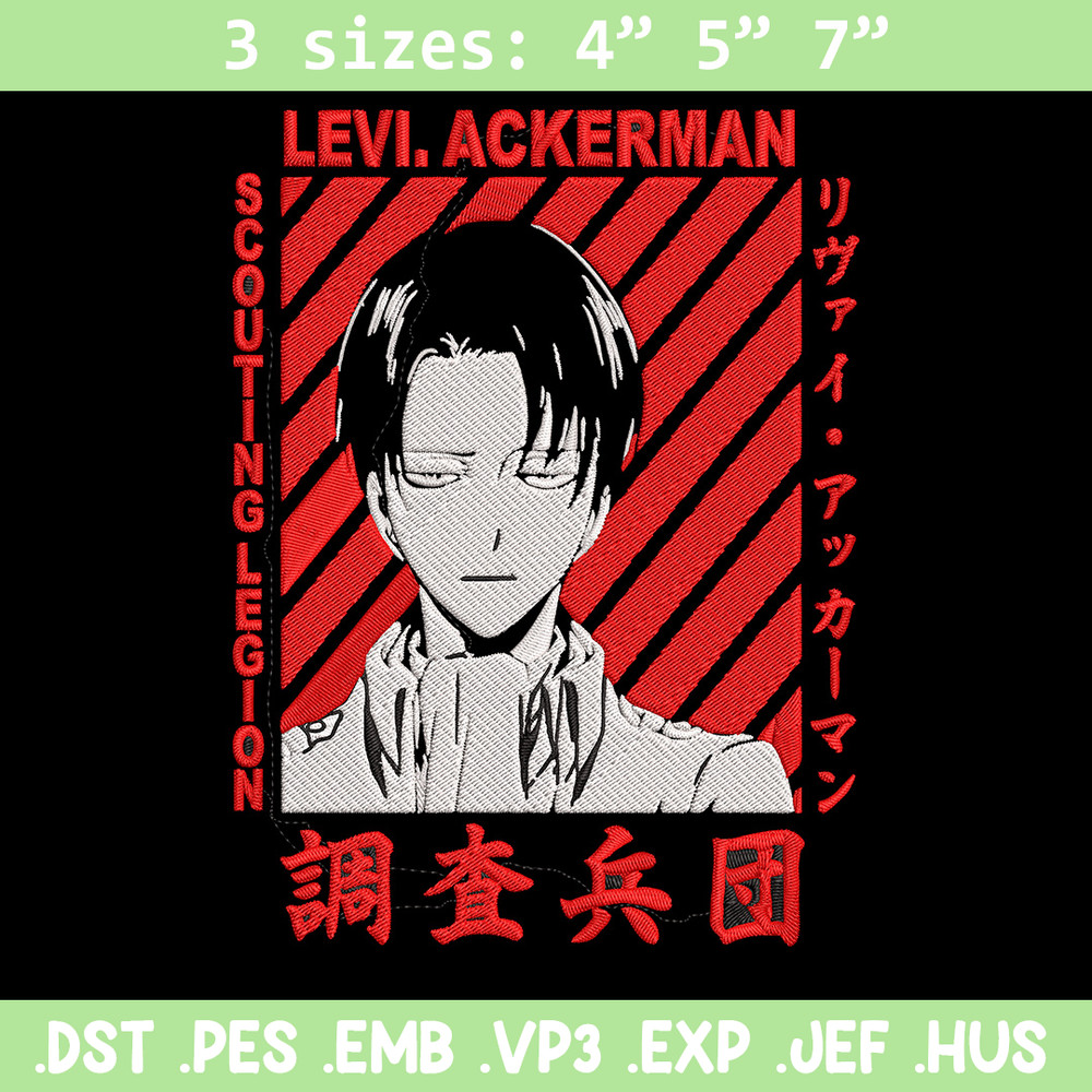Levi poster Embroidery Design, Aot Embroidery, Embroidery File, Anime Embroidery, Anime shirt,Digital download..jpg