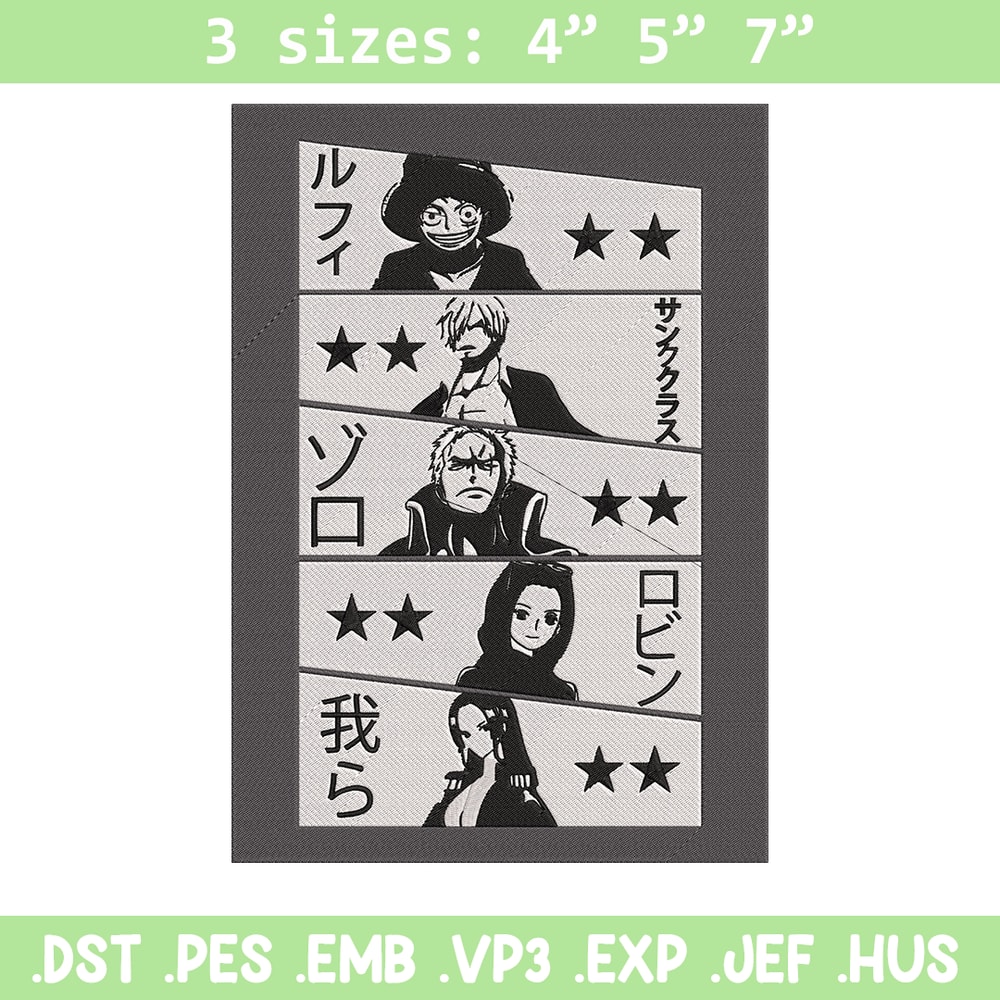 Luffy friends Embroidery Design, One piece Embroidery, Embroidery File, Anime Embroidery, Anime shirt, Digital download.jpg