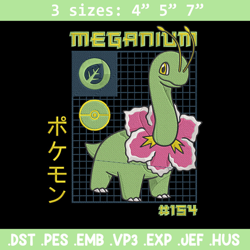 Meganium poster Embroidery Design, Pokemon Embroidery, Embroidery File, Anime Embroidery, Anime shirt, Digital download.jpg