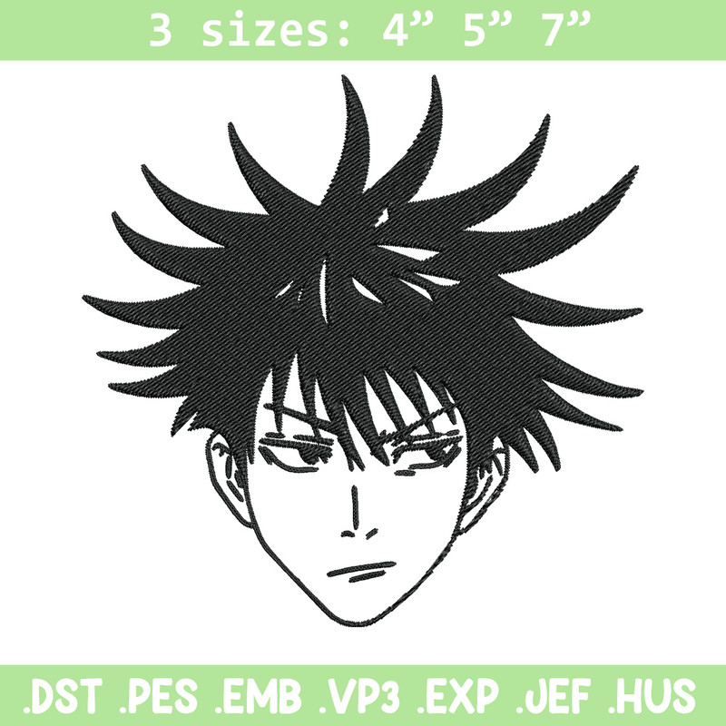 Megumi face Embroidery Design, Jujutsu Embroidery, Embroidery File, Anime Embroidery, Anime shirt, Digital download.jpg