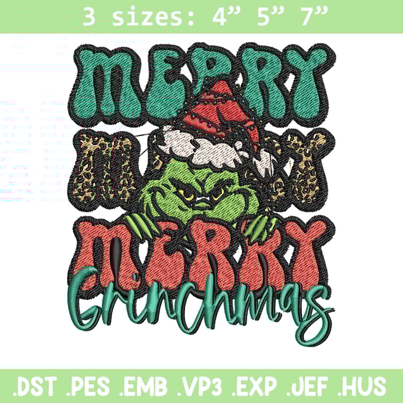 Merry Christmas Grinch Embroidery design, Grinch christmas Embroidery, Embroidery File, logo design, Instant download..jpg