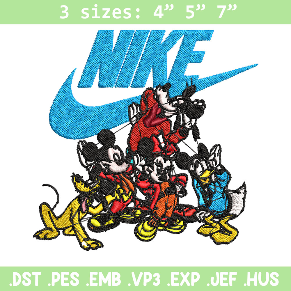 Mickey and friends Nike Embroidery design, Disney Embroidery, Nike design, Embroidery file, logo shirt, Instant download.jpg