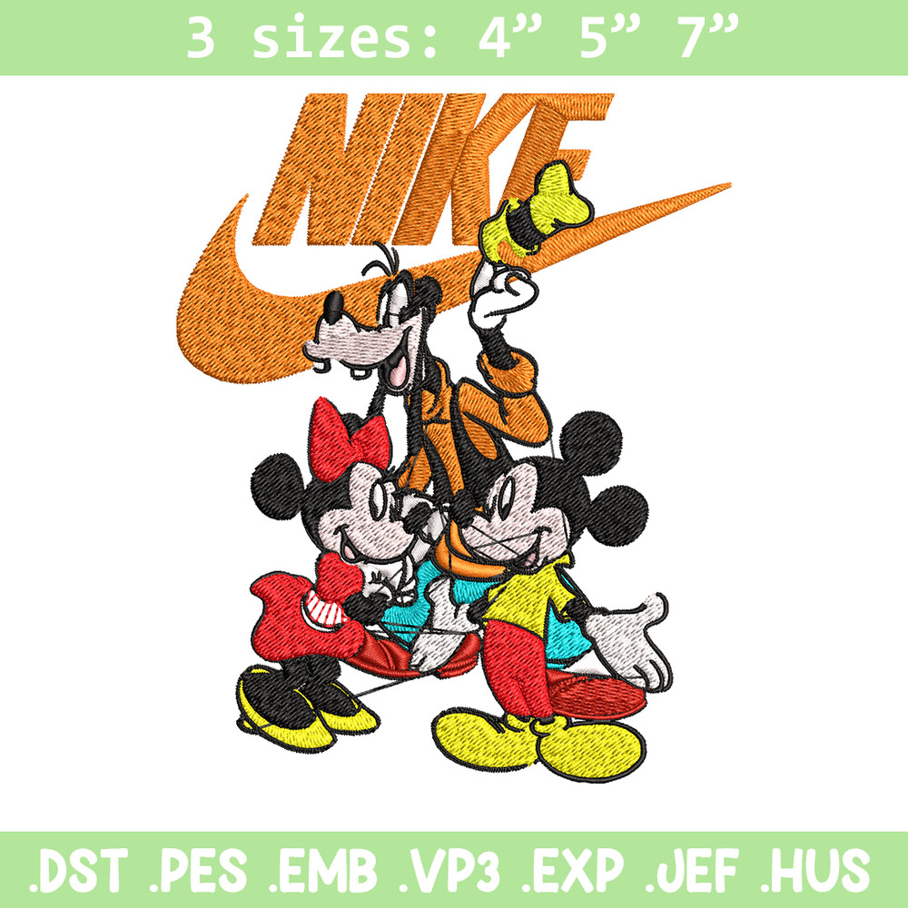 Mickey Mouse friends Nike Embroidery design, Disney Embroidery, Nike design, Embroidery file, Instant download..jpg