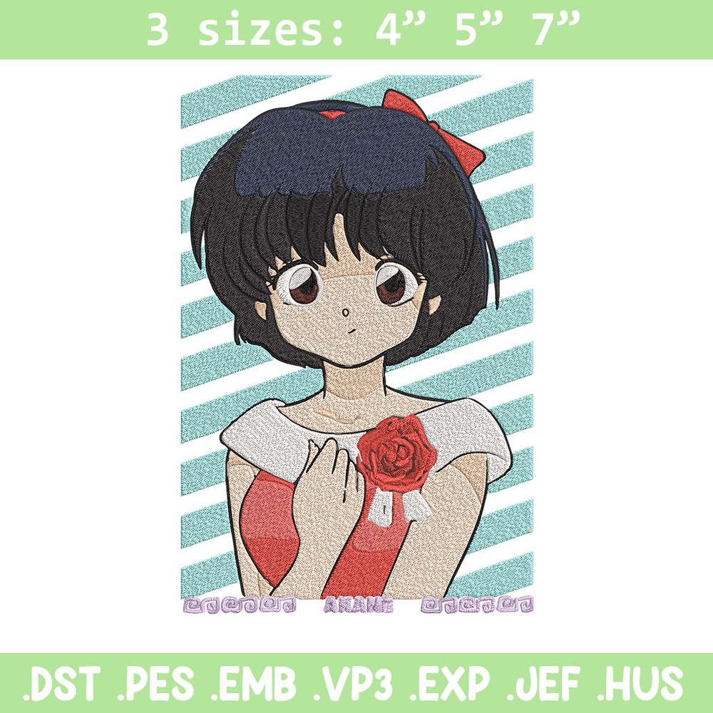 Akane Tendo Embroidery Design, Ranma Embroidery, Embroidery File, Anime Embroidery, Anime shirt, Digital download.jpg