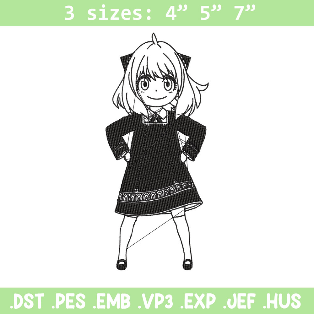 Anya Forger Embroidery Design, Spy x family Embroidery, Embroidery File, Anime Embroidery, Anime shirt, Digital download.jpg
