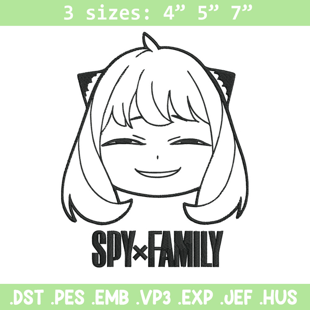 Anya smile Embroidery Design, Spy x family Embroidery, Embroidery File, Anime Embroidery, Anime shirt,Digital download.jpg
