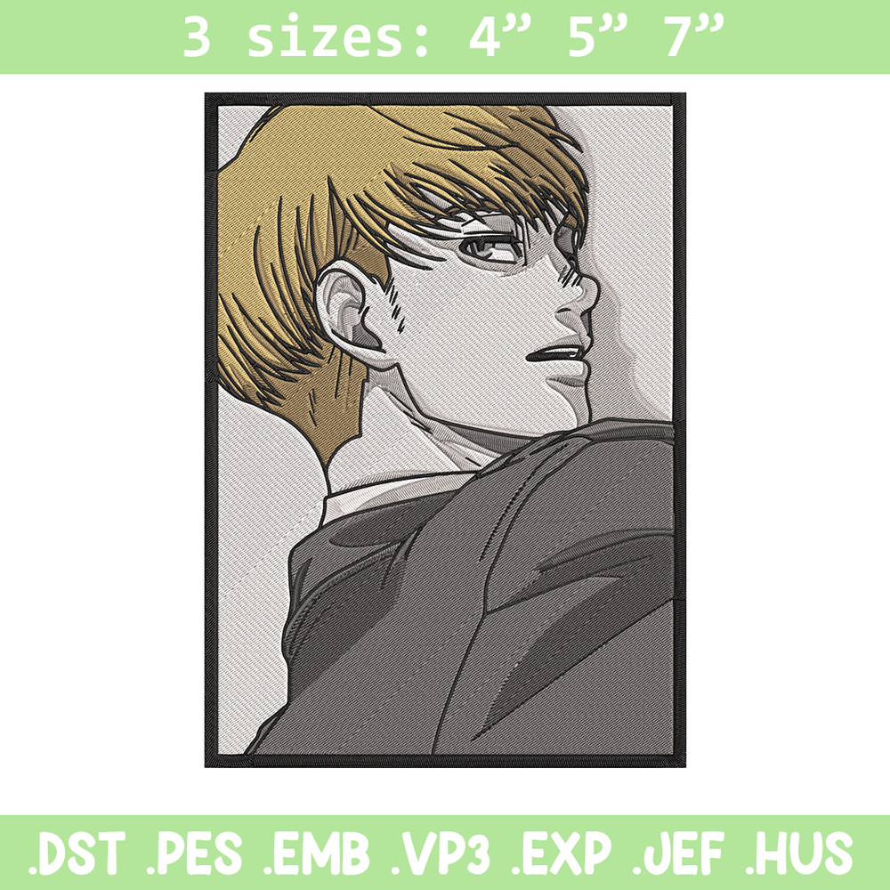 Armin Arlert Embroidery Design, Aot Embroidery, Embroidery File, Anime Embroidery, Anime shirt, Digital download.jpg