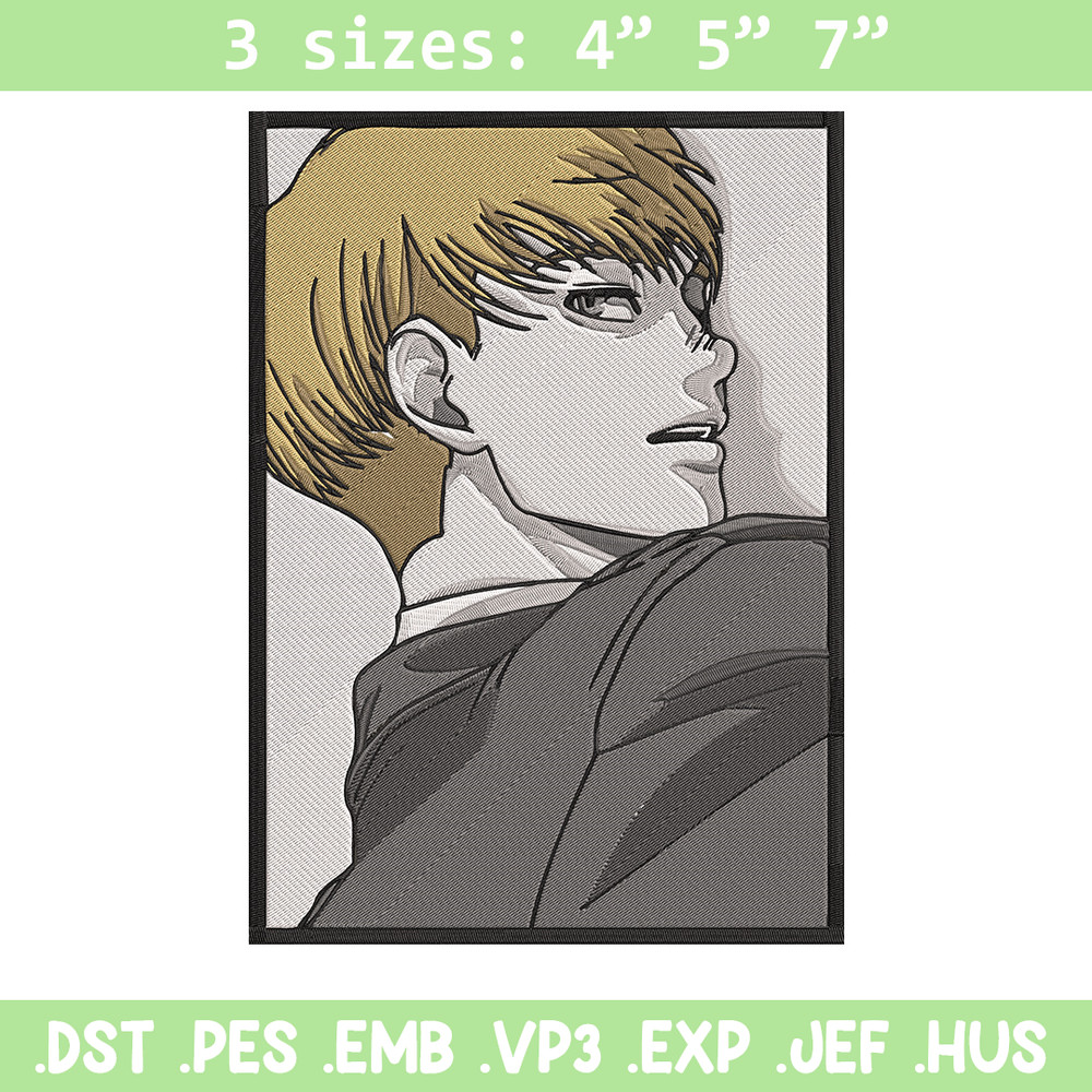 Armin poster Embroidery Design, Aot Embroidery, Embroidery File, Anime Embroidery, Anime shirt, Digital download.jpg