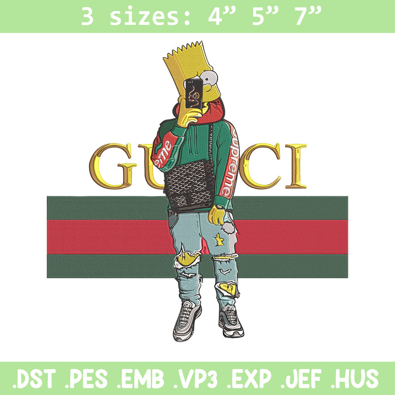Bart Simpson Embroidery Design, Simpson Embroidery, Embroidery File, Anime Embroidery, Gucci shirt, Digital download.jpg