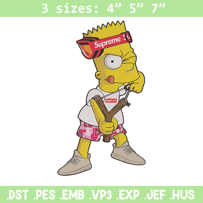 Bart x supreme Embroidery Design, Supreme Embroidery, Embroidery File, Anime Embroidery, Simpson shirt, Digital download.jpg
