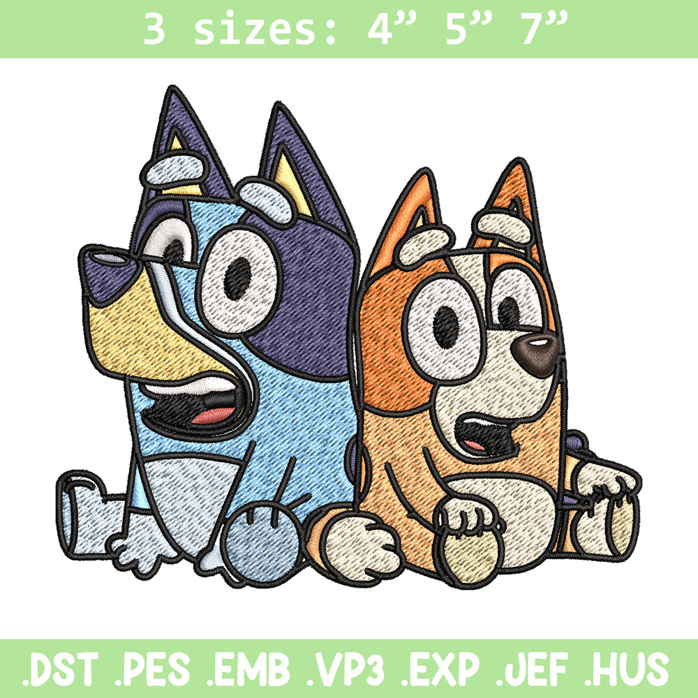 Bluey and Bingo Embroidery, Bluey Embroidery, Embroidery File, cartoon design, cartoon shirt, Digital download..jpg