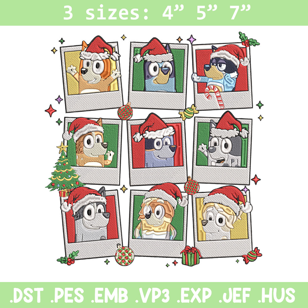 Bluey chrismas Embroidery Design, Bluey Embroidery, Embroidery File, Anime Embroidery, Anime shirt, Digital download.jpg