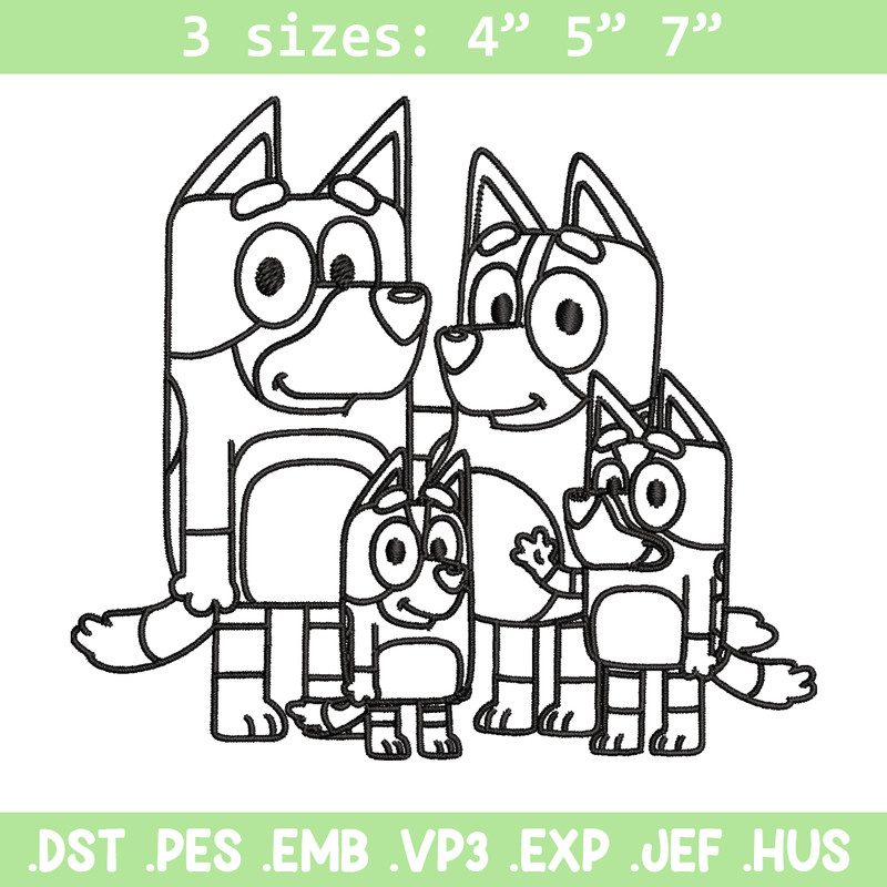 Bluey family Coloring Pages Embroidery, Bluey cartoon Embroidery, Embroidery File, cartoon design, Digital download..jpg
