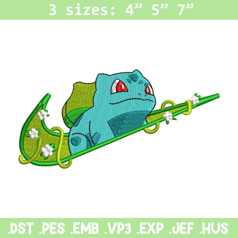 Bubasaur nike embroidery design, Pokemon embroidery, nike design, anime design, anime shirt, Digital download.jpg