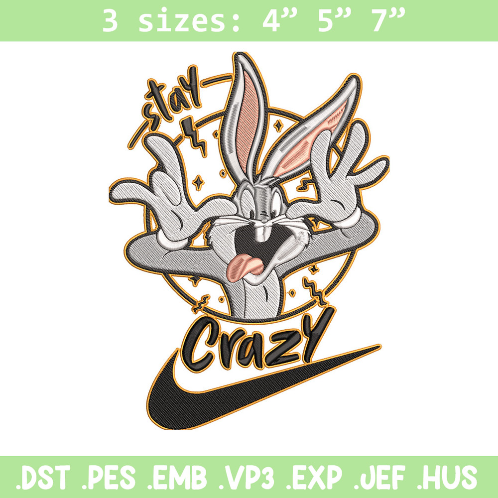 Bugs Bunny Embroidery Design, Looney Tunes Embroidery, Embroidery File, Nike Embroidery, Anime shirt, Digital download.jpg