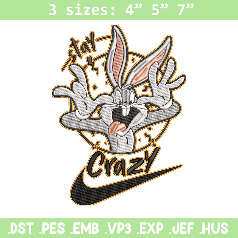 Bugs Bunny Embroidery Design, Looney Tunes Embroidery, Embroidery File, Nike Embroidery, Anime shirt, Digital download.jpg