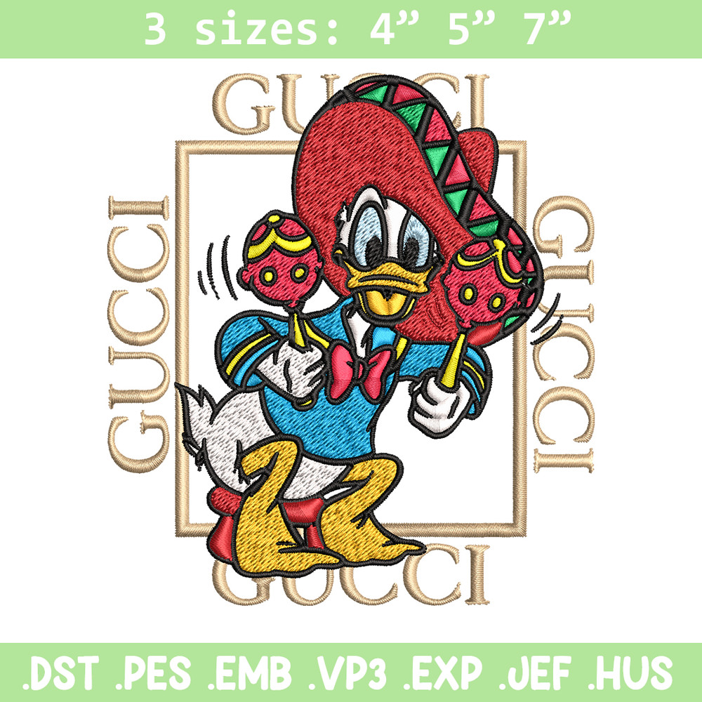 Daisy Donald Duck Gucci Embroidery design, Disney cartoon Embroidery, cartoon design, Embroidery File, Instant download..jpg