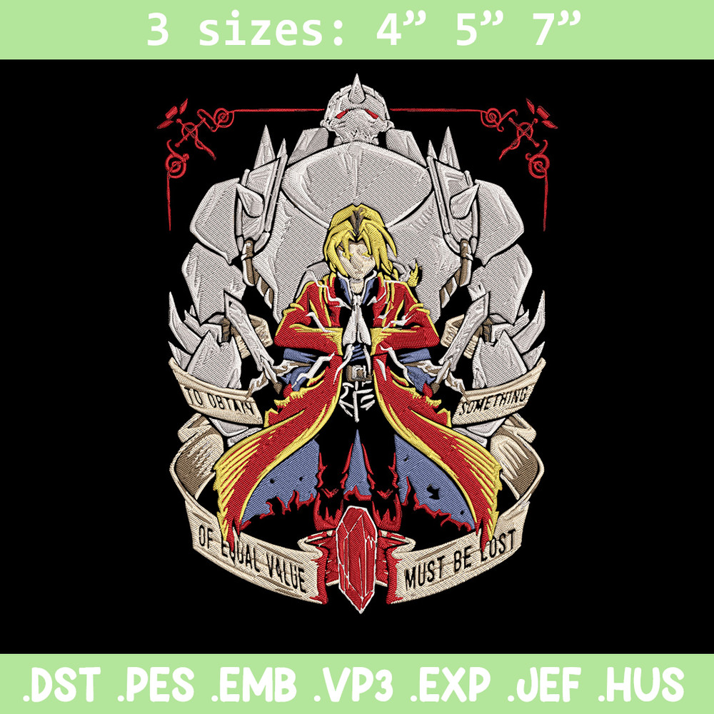 Edward Elric Embroidery Design, Fullmetal Embroidery,Embroidery File,Anime Embroidery, Anime shirt, Digital download.jpg