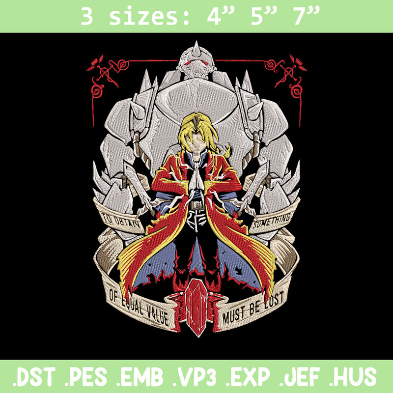 Edward Elric Embroidery Design, Fullmetal Embroidery,Embroidery File,Anime Embroidery, Anime shirt, Digital download.jpg