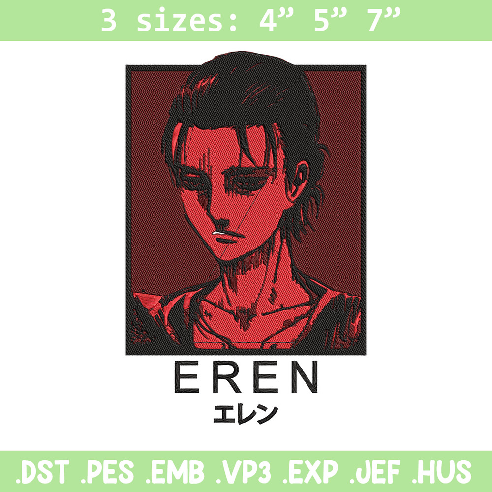 Eren poster Embroidery Design, Aot Embroidery,Embroidery File, Anime Embroidery, Anime shirt, Digital download..jpg