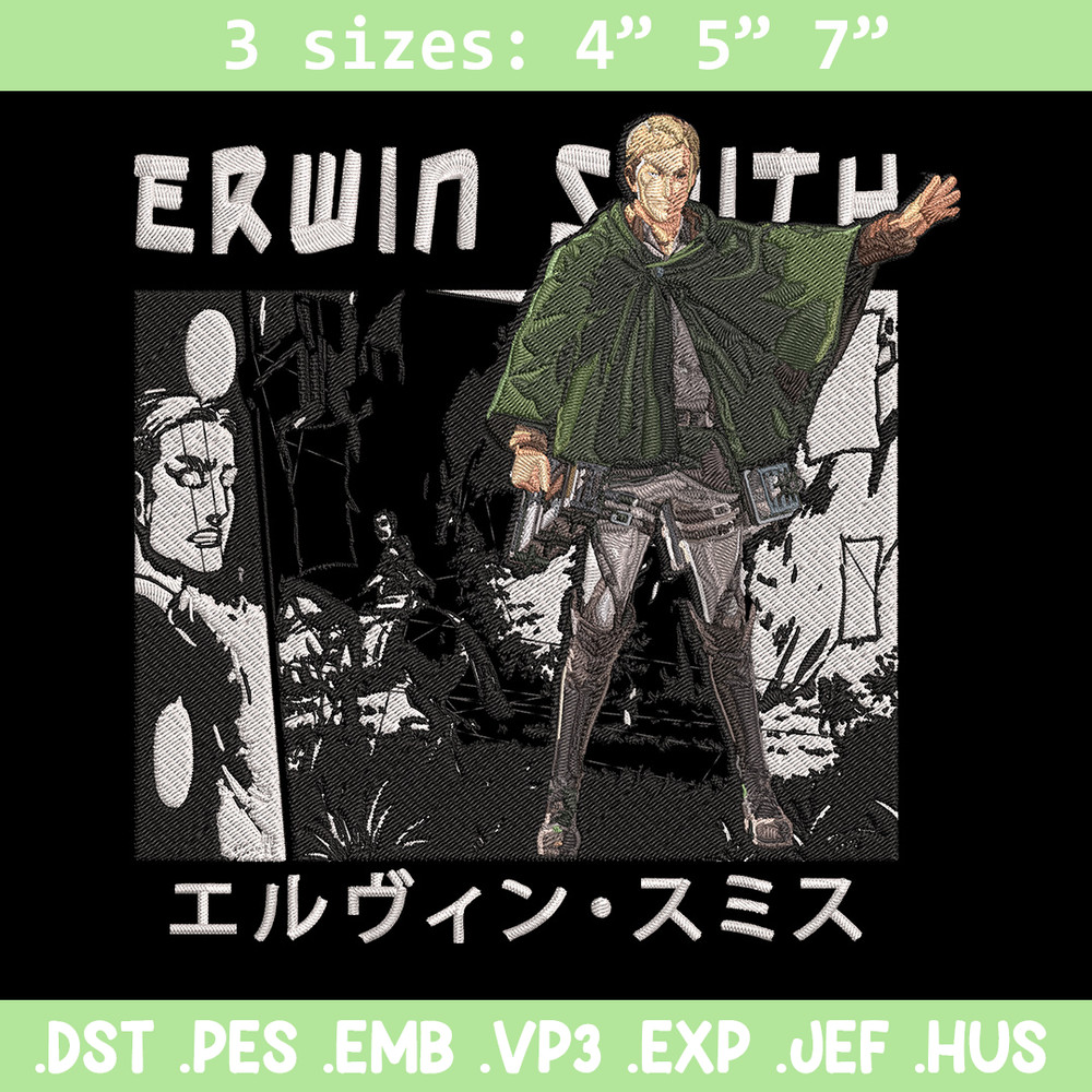 Erwin Smith Embroidery Design, Aot Embroidery, Embroidery File, Anime Embroidery, Anime shirt, Digital download.jpg