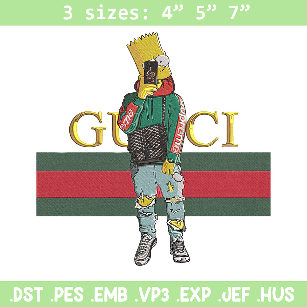 Bart Simpson Embroidery Design, Simpson Embroidery, Embroidery File, Anime Embroidery, Gucci shirt, Digital download.jpg