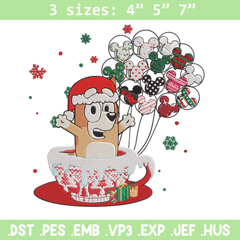 Bingo chrismas Embroidery Design, Bluey Embroidery, Embroidery File, Chrismas Embroidery, Anime shirt, Digital download.jpg