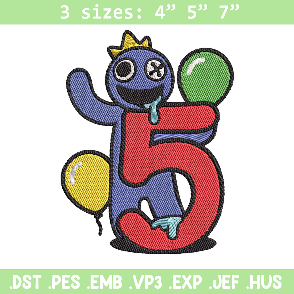 Blue Rainbow Embroidery Design, Rainbow Friends Embroidery, Embroidery File, Anime Embroidery, Digital download.jpg