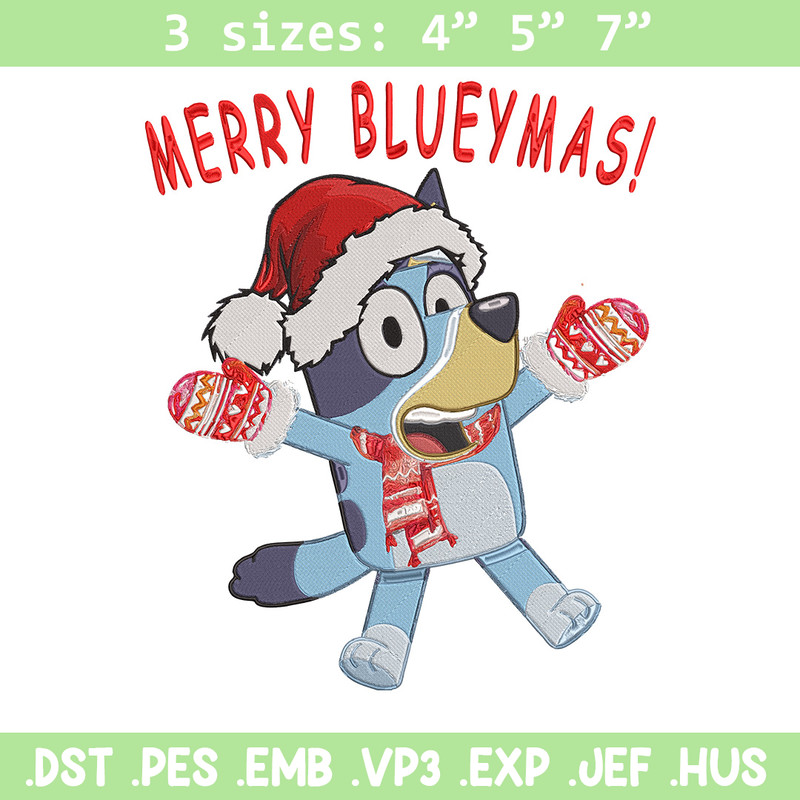 Bluey chrismas Embroidery Design, Bluey Embroidery, Embroidery File,Chrismas Embroidery, Anime shirt, Digital download.jpg