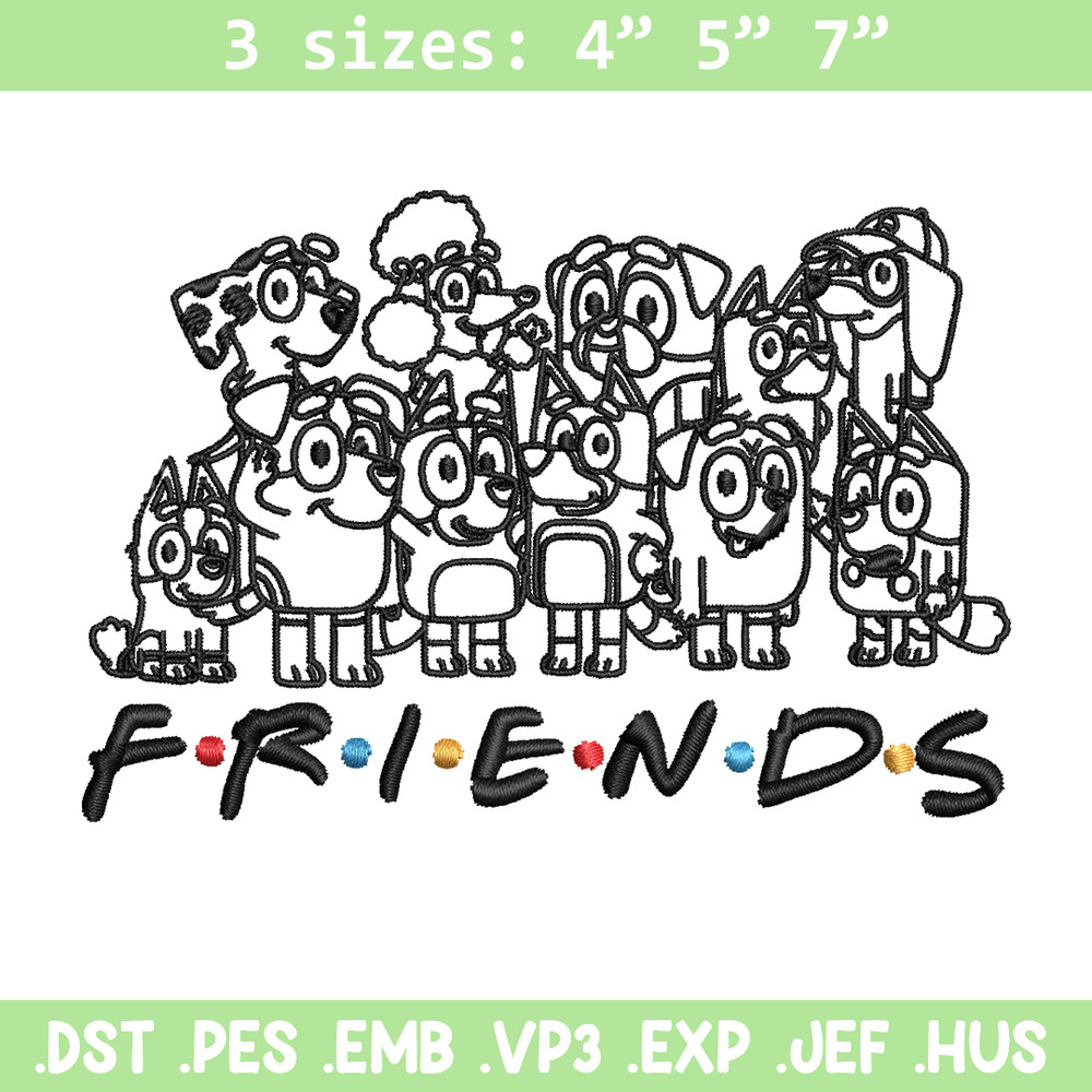 Bluey family Coloring Pages Embroidery, Bluey Embroidery, Embroidery File, cartoon design, logo shirt, Digital download..jpg