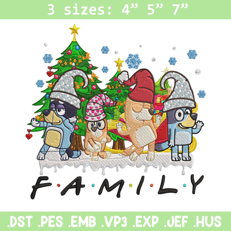 Bluey family Embroidery Design, Bluey Embroidery, Embroidery File, Chrismas Embroidery, Anime shirt, Digital download.jpg
