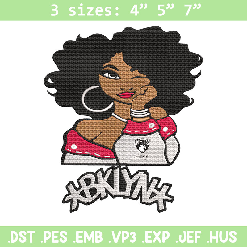 Brooklyn Nets girl embroidery design, NBA embroidery, Sport embroidery, Logo sport embroidery, Embroidery design..jpg