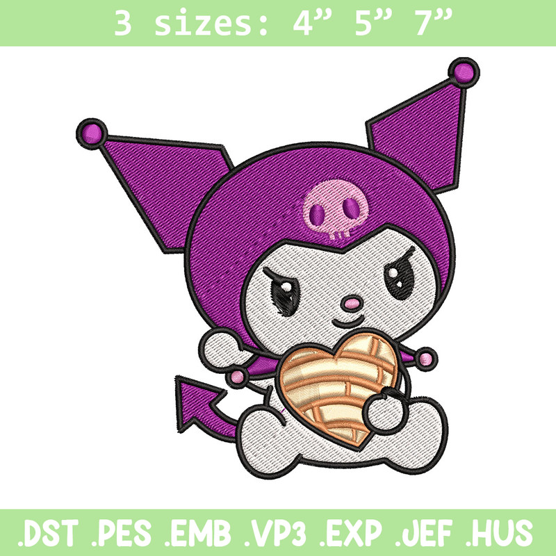 Concha Kuromi Embroidery Design, Kuromi cartoon Embroidery, Embroidery File, Cartoon shirt, Digital download..jpg